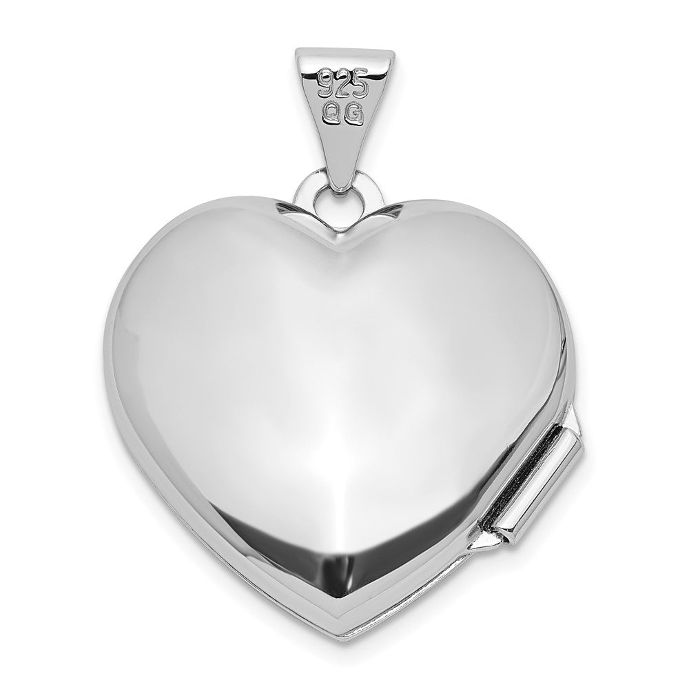 Sterling Silver Rhodium Plated Polished Diamond 18mm Always My Mom Heart Locket