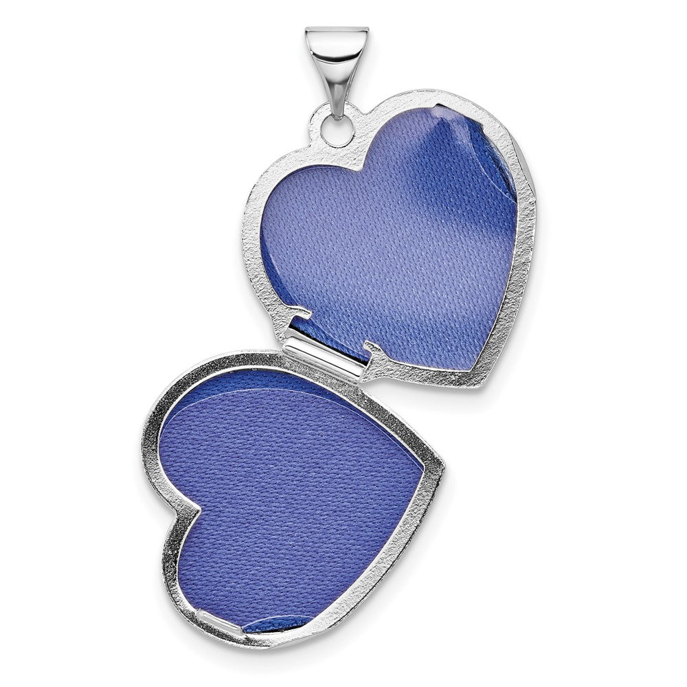 Sterling Silver Rhodium Plated Polished Diamond 18mm Always My Mom Heart Locket