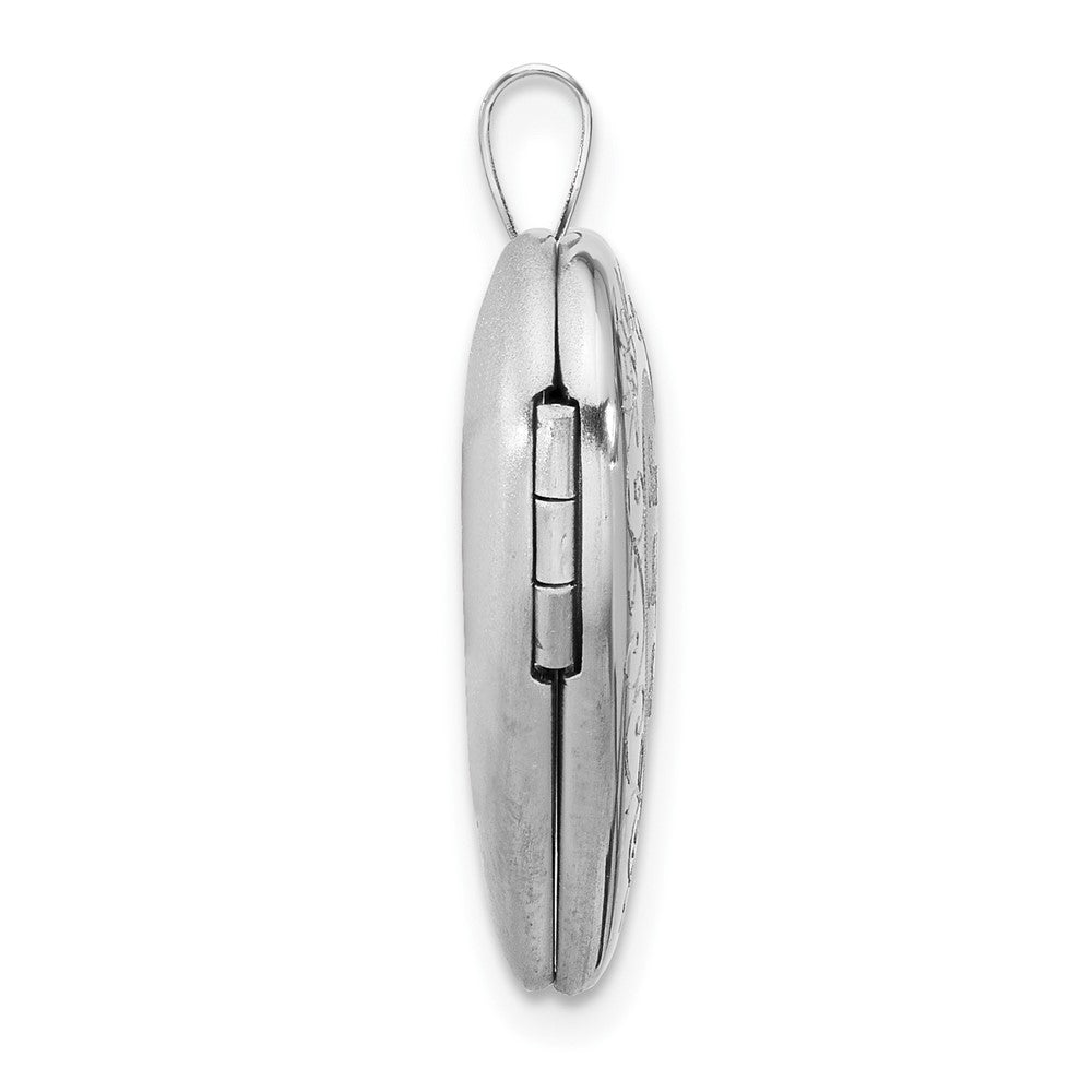 Sterling Silver Rhodium Plated Epoxy 20mm Forever in My Heart Rose Locket