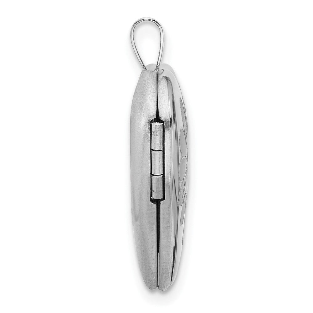 Sterling Silver Rh-Plate Polished/satin Epoxy 20mm Butterfly Heart Locket