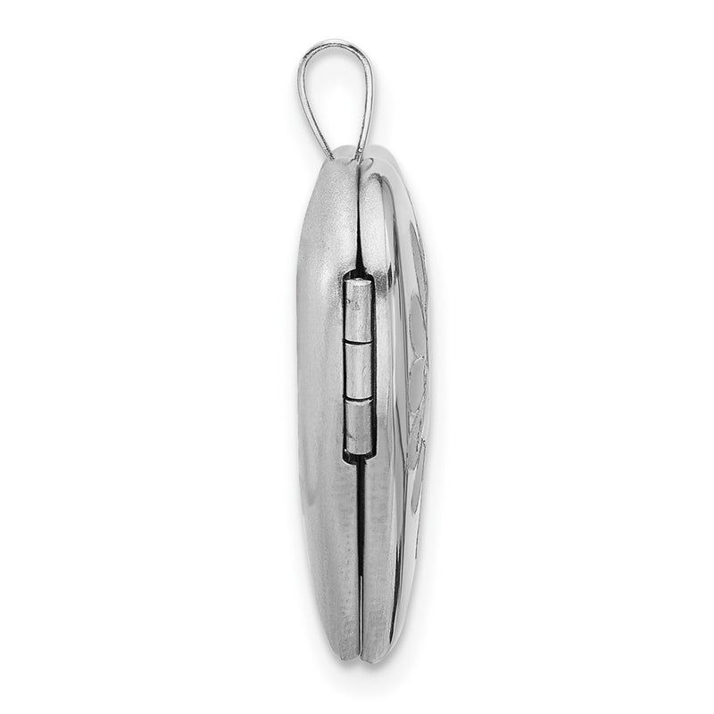 Sterling Silver Rh-Plate Polished/satin Epoxy 20mm Butterfly Heart Locket