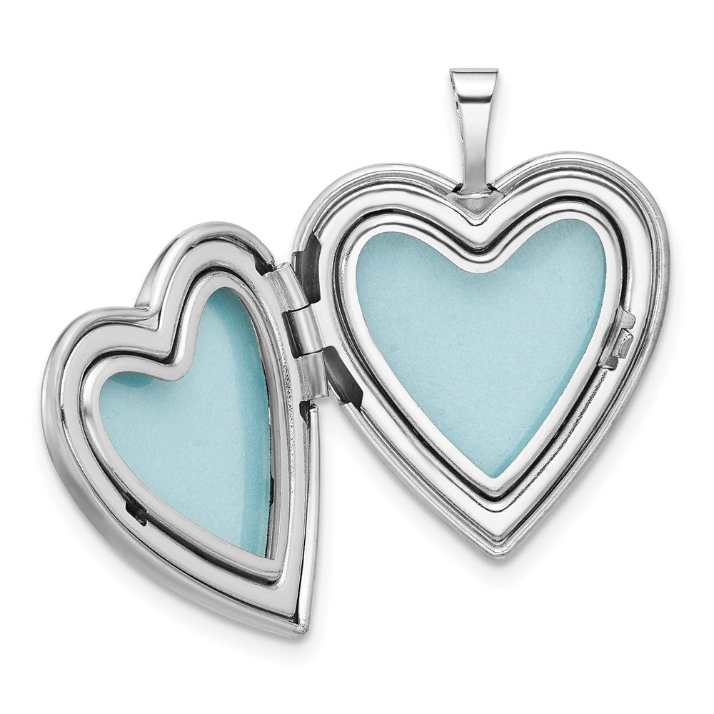 Sterling Silver Rh-Plate Polished/satin Epoxy 20mm Butterfly Heart Locket
