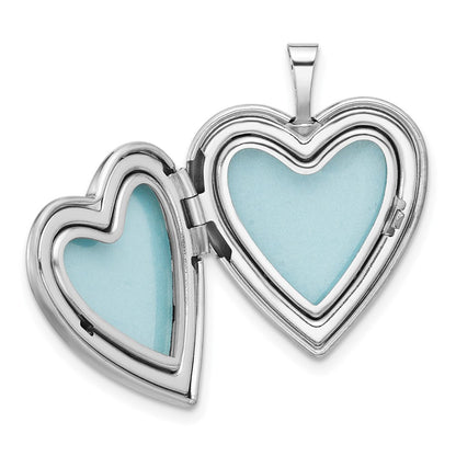 Sterling Silver Rh-Plate Polished/satin Epoxy 20mm Butterfly Heart Locket