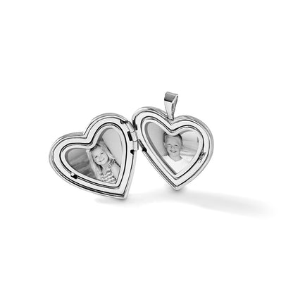 Sterling Silver Rh-Plate Polished/satin Epoxy 20mm Butterfly Heart Locket