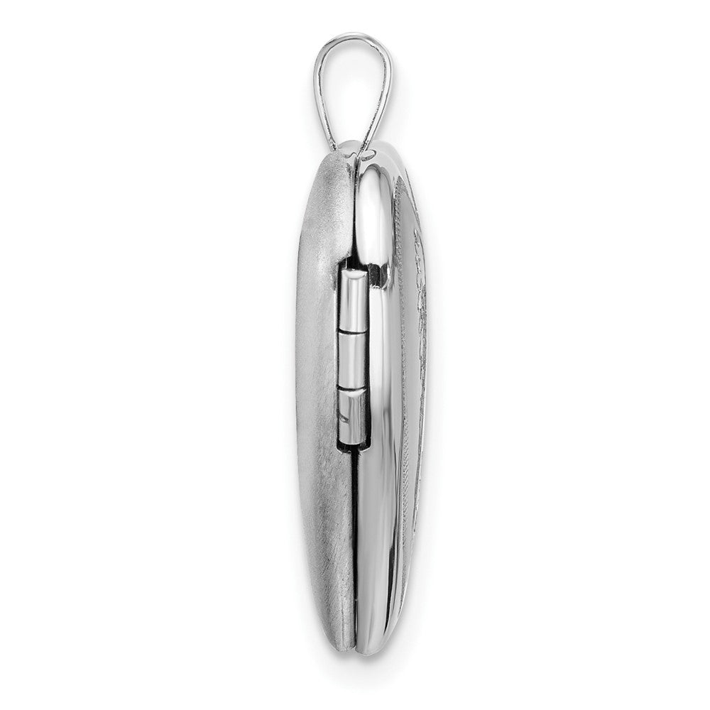 Sterling Silver Rhodium Plated Satin/polished Angel Wings 20mm Heart Locket