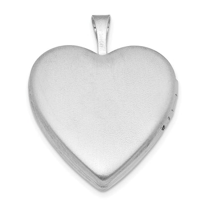 Sterling Silver Rhodium Plated Satin/polished Angel Wings 20mm Heart Locket