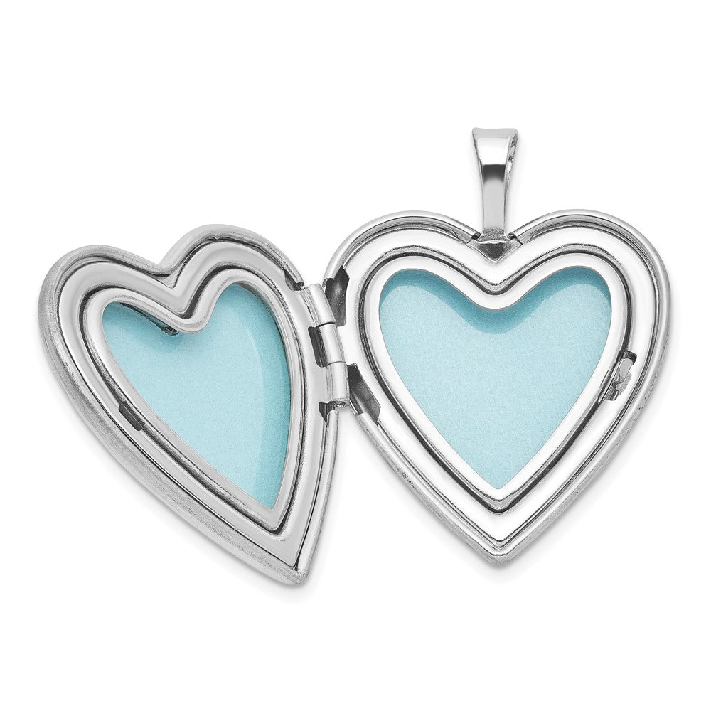 Sterling Silver Rhodium Plated Satin/polished Angel Wings 20mm Heart Locket