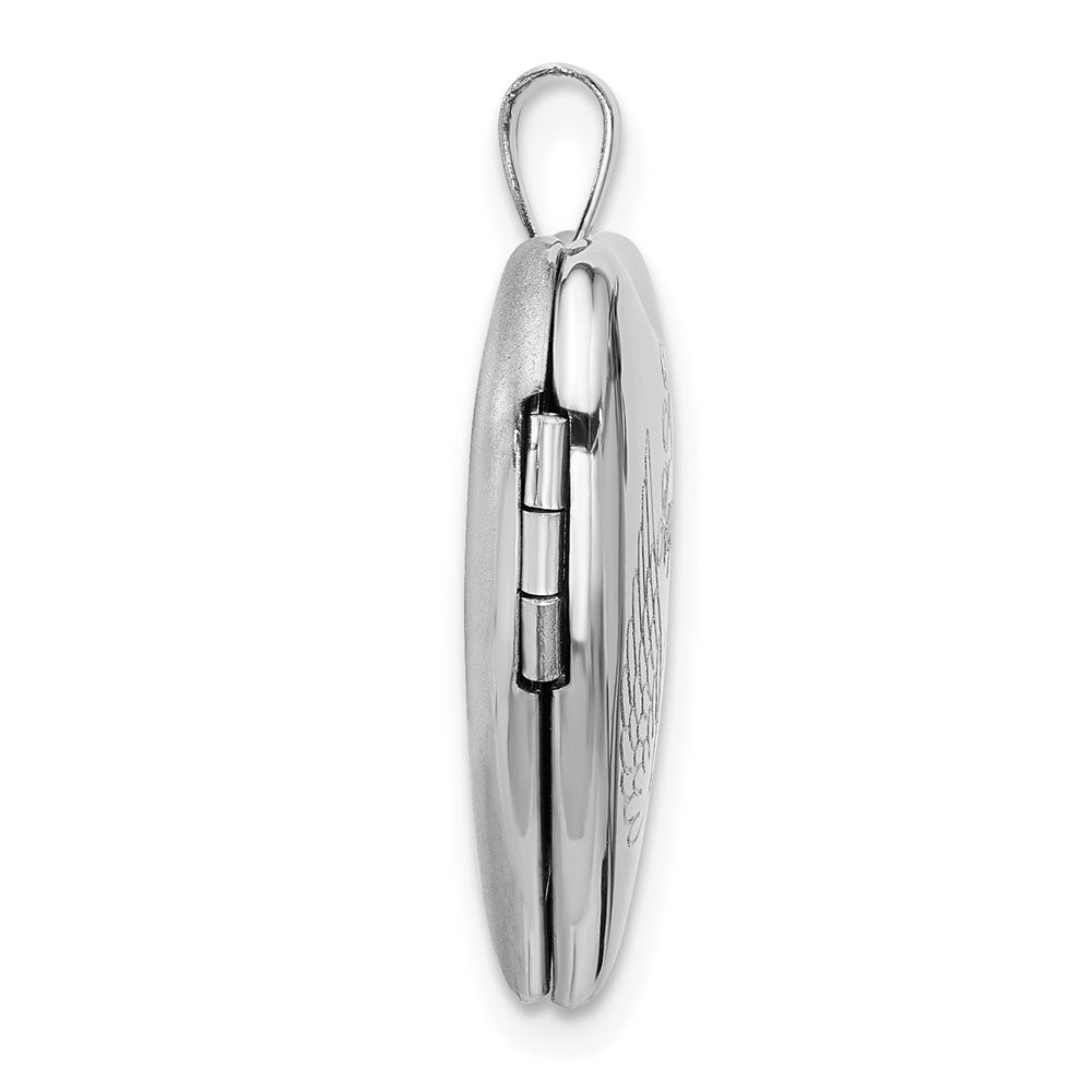 Sterling Silver Rhodium-Plated My Angel Angel Wings 20mm Heart Locket