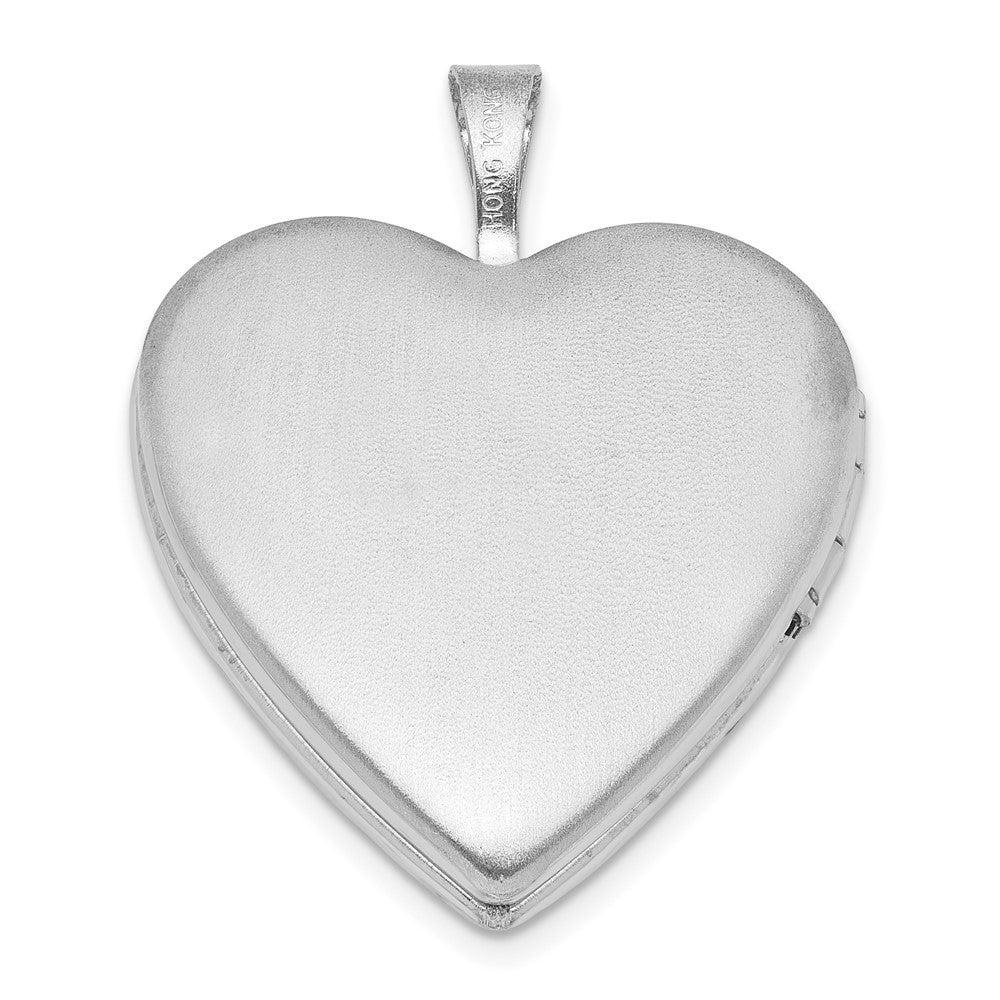 Sterling Silver Rhodium-Plated My Angel Angel Wings 20mm Heart Locket