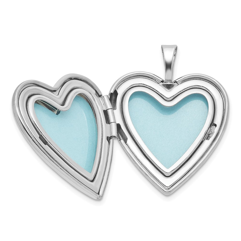Sterling Silver Rhodium-Plated My Angel Angel Wings 20mm Heart Locket