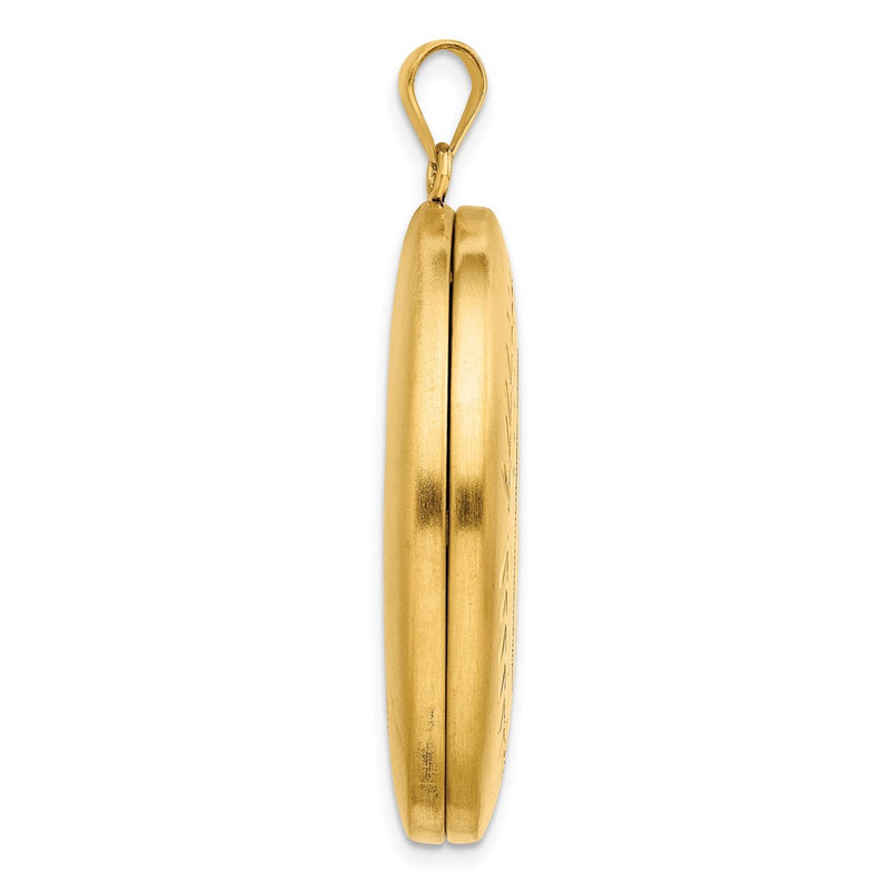 Gold Filled 14/20 1/20 34mm Polished/Satin Leaf Border 2-Frame Oval Locket