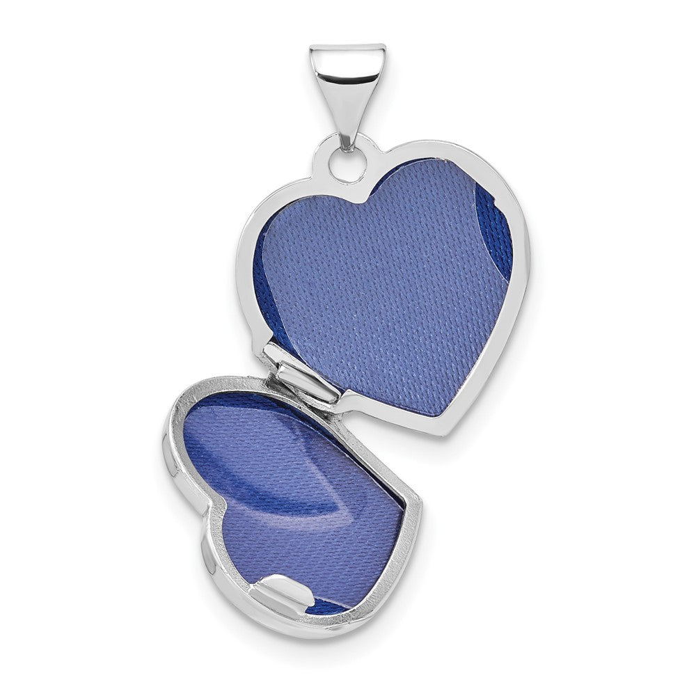 Sterling Silver Rhodium-Plated 15mm Dove Together Forever Reversible Heart Locket