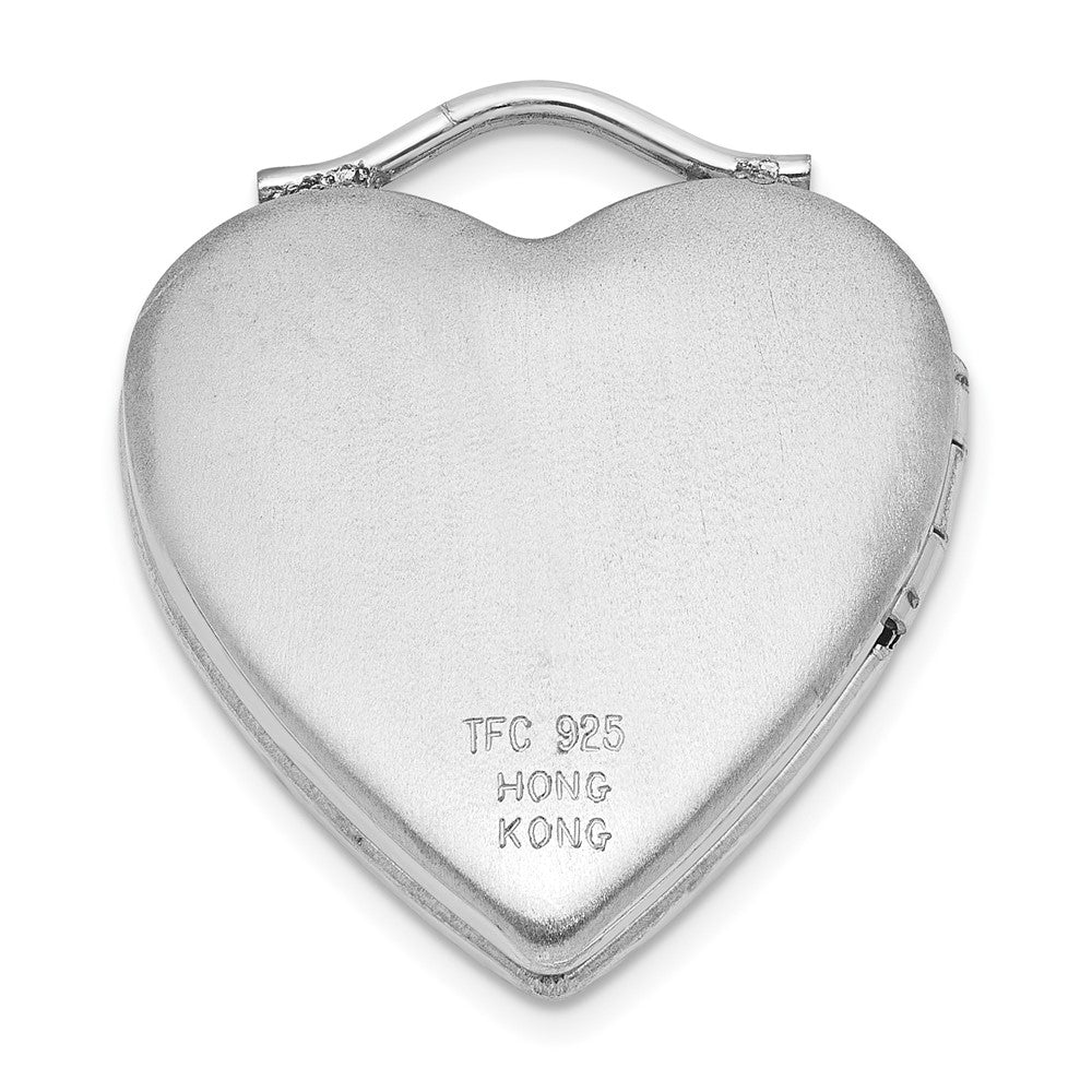 Sterling Silver Rh-Pl Always in My Heart Forever.. 20mm Heart Locket