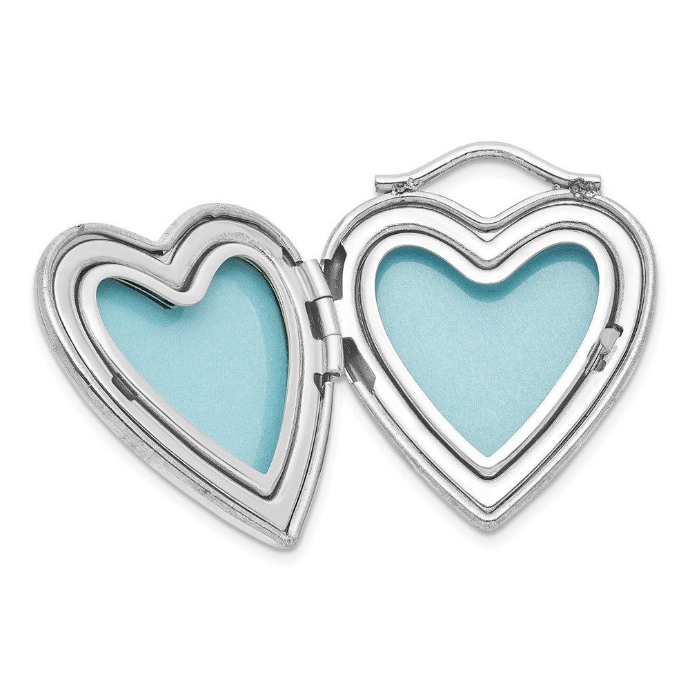 Sterling Silver Rh-Pl Always in My Heart Forever.. 20mm Heart Locket