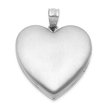 Sterling Silver Rhodium Plated Filigree Always in My Heart 24mm Heart Locket