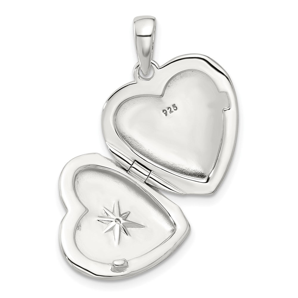 Sterling Silver E-Coated CZ 19mm Heart Locket