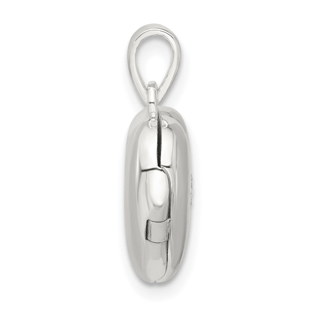 Sterling Silver E-Coated CZ 13mm Heart Locket