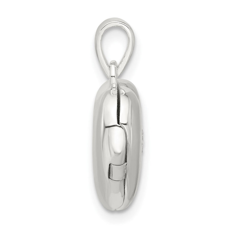 Sterling Silver E-Coated CZ 13mm Heart Locket
