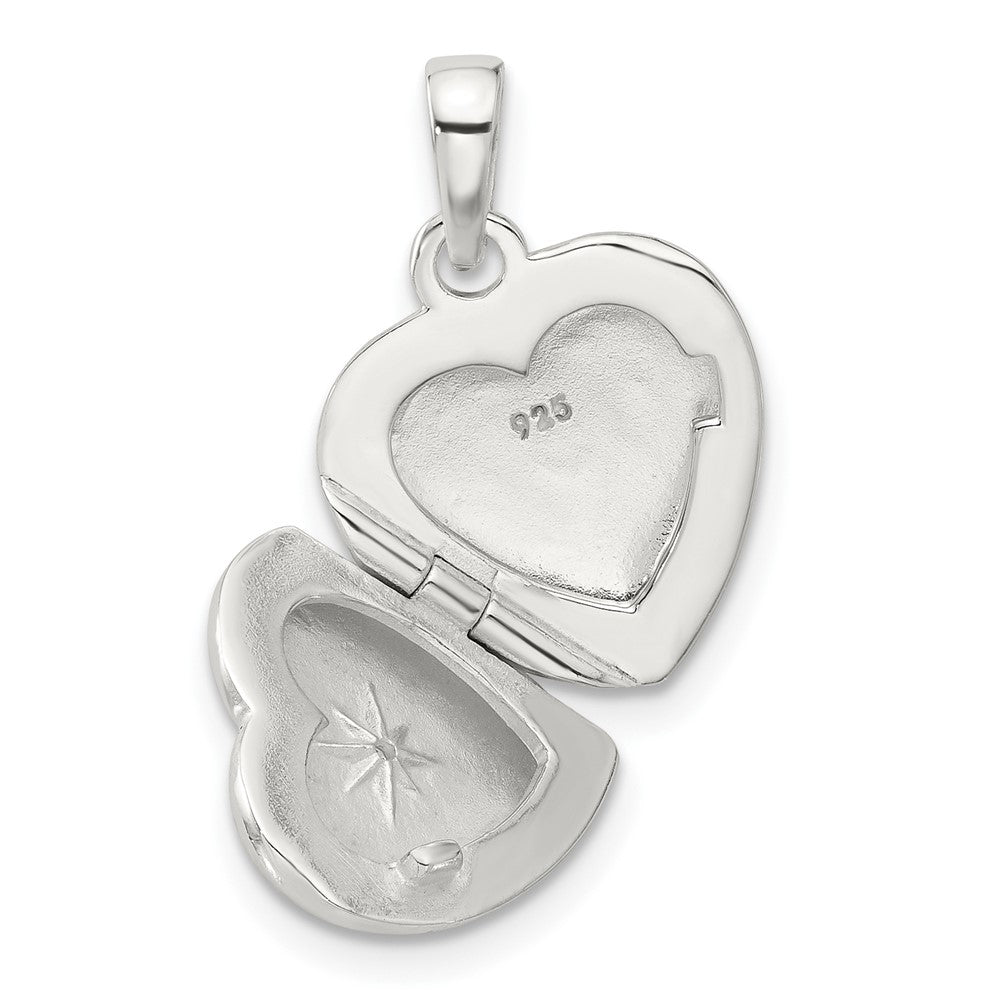 Sterling Silver E-Coated CZ 13mm Heart Locket