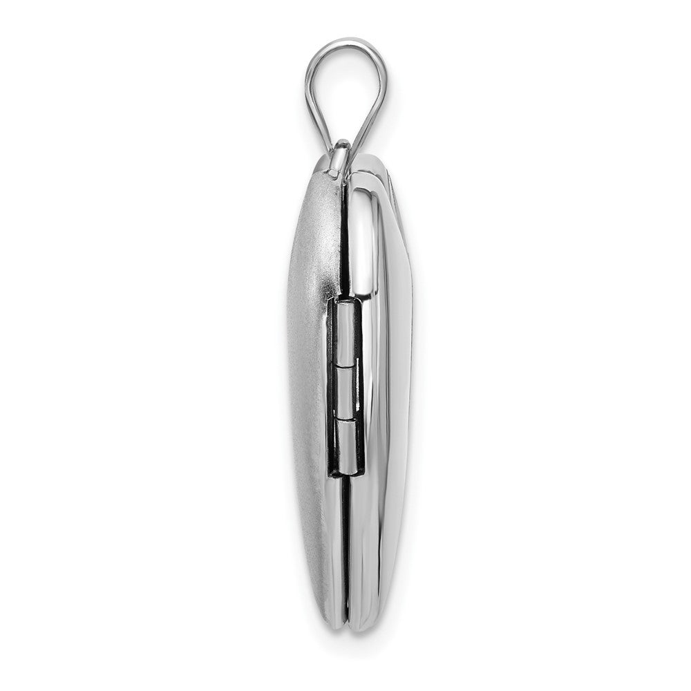 Sterling Silver Rhodium-Plated Polished Paw Print 24mm Heart Locket