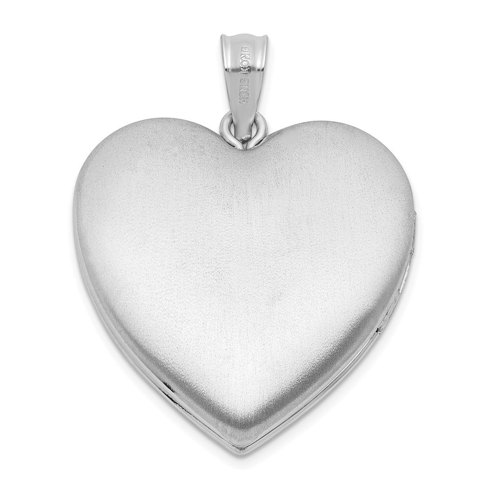 Sterling Silver Rhodium-Plated Polished Paw Print 24mm Heart Locket