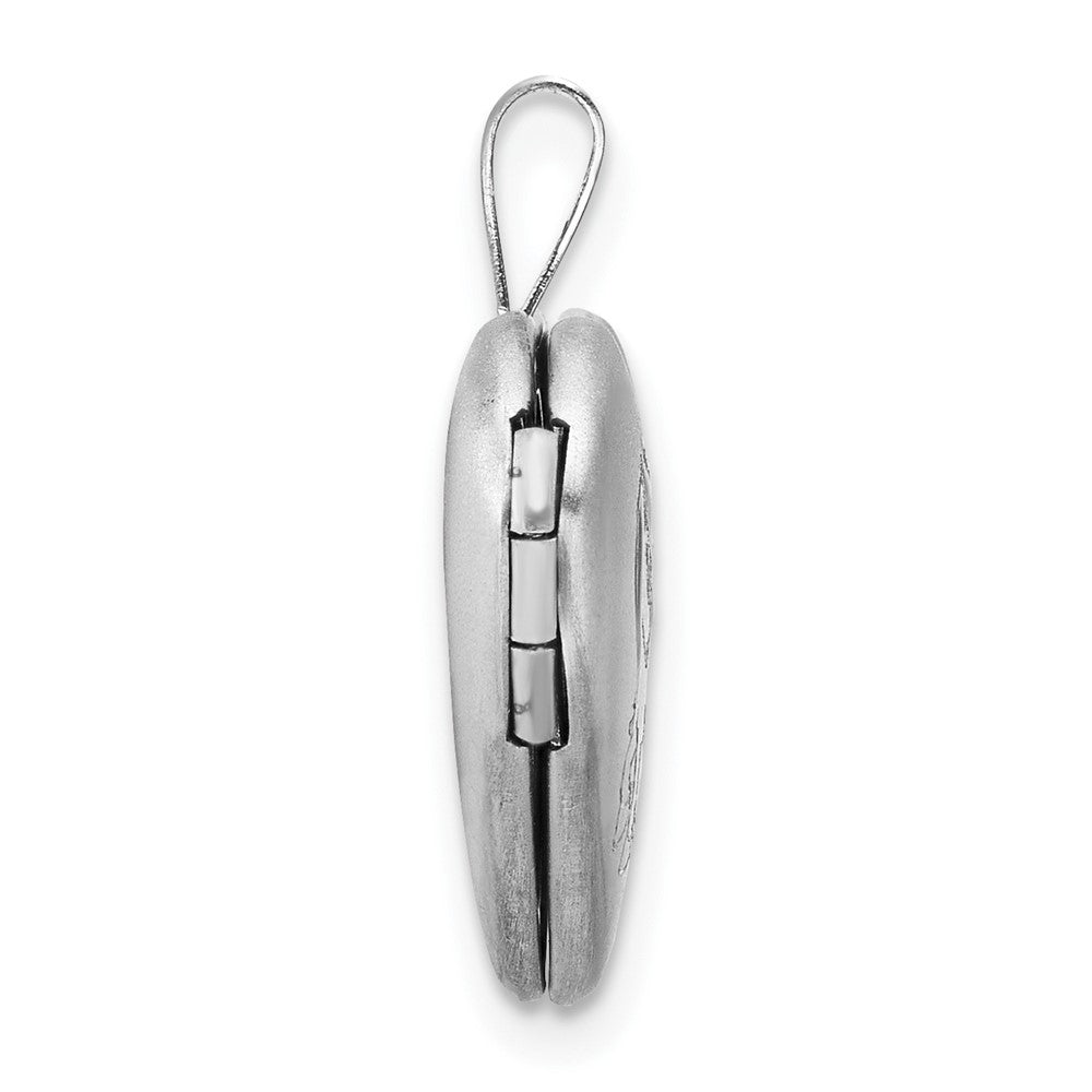 Sterling Silver Rhodium Plated Epoxy Satin Polished Unicorn 16mm Heart Locket