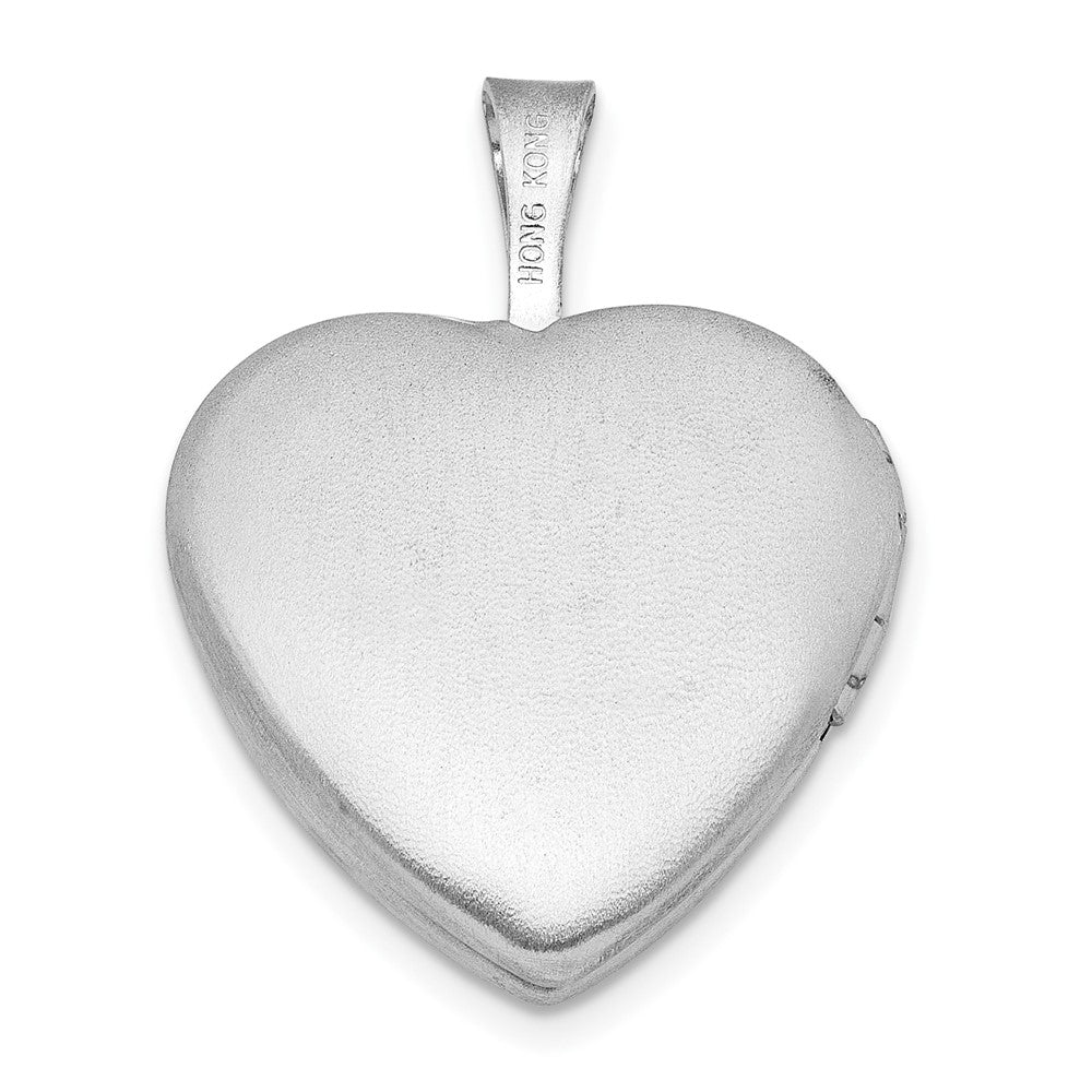 Sterling Silver Rhodium Plated Epoxy Satin Polished Unicorn 16mm Heart Locket