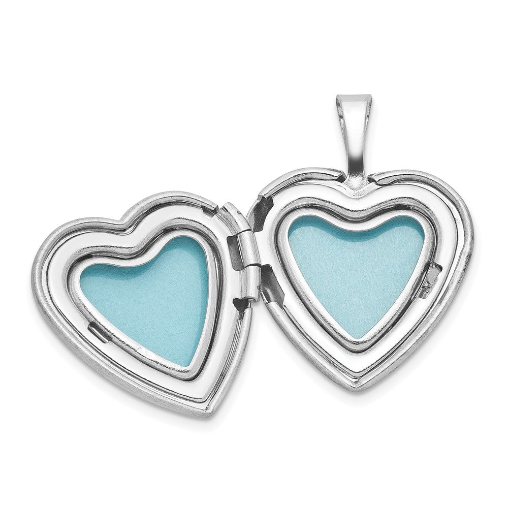 Sterling Silver Rhodium Plated Epoxy Satin Polished Unicorn 16mm Heart Locket