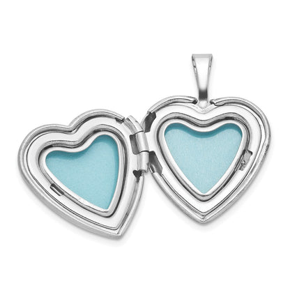 Sterling Silver Rhodium Plated Epoxy Satin Polished Unicorn 16mm Heart Locket