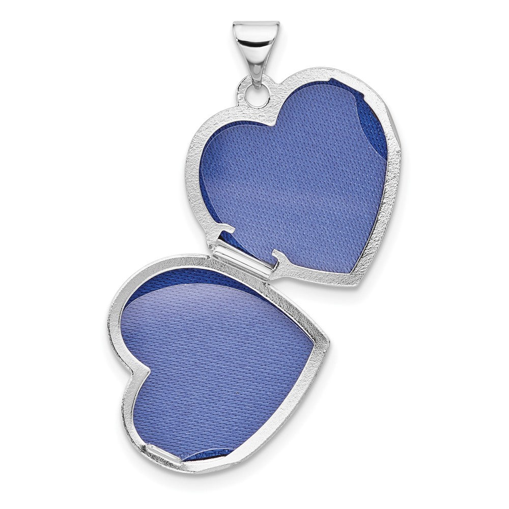 Sterling Silver Rhodium Plated Polished 18mm Key to My Heart Reversible Heart Locket