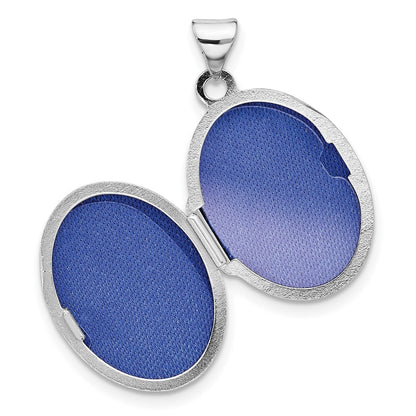 Sterling Silver Rhodium Plated 19x15mm Foot Prints Reversible Oval Locket
