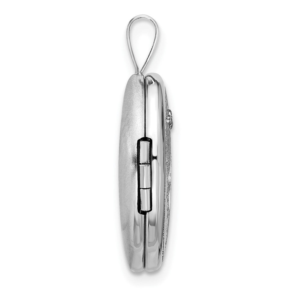 Sterling Silver Rhodium-Plated Diamond 19mm Angel Oval Locket