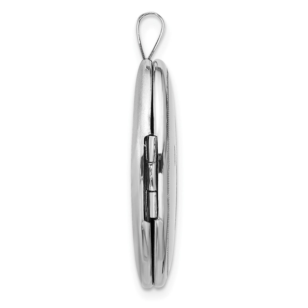 Sterling Silver Rhodium-Plated Cross 26mm Oval Locket