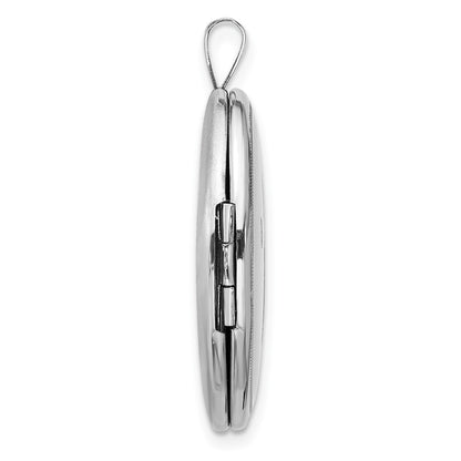 Sterling Silver Rhodium-Plated Cross 26mm Oval Locket