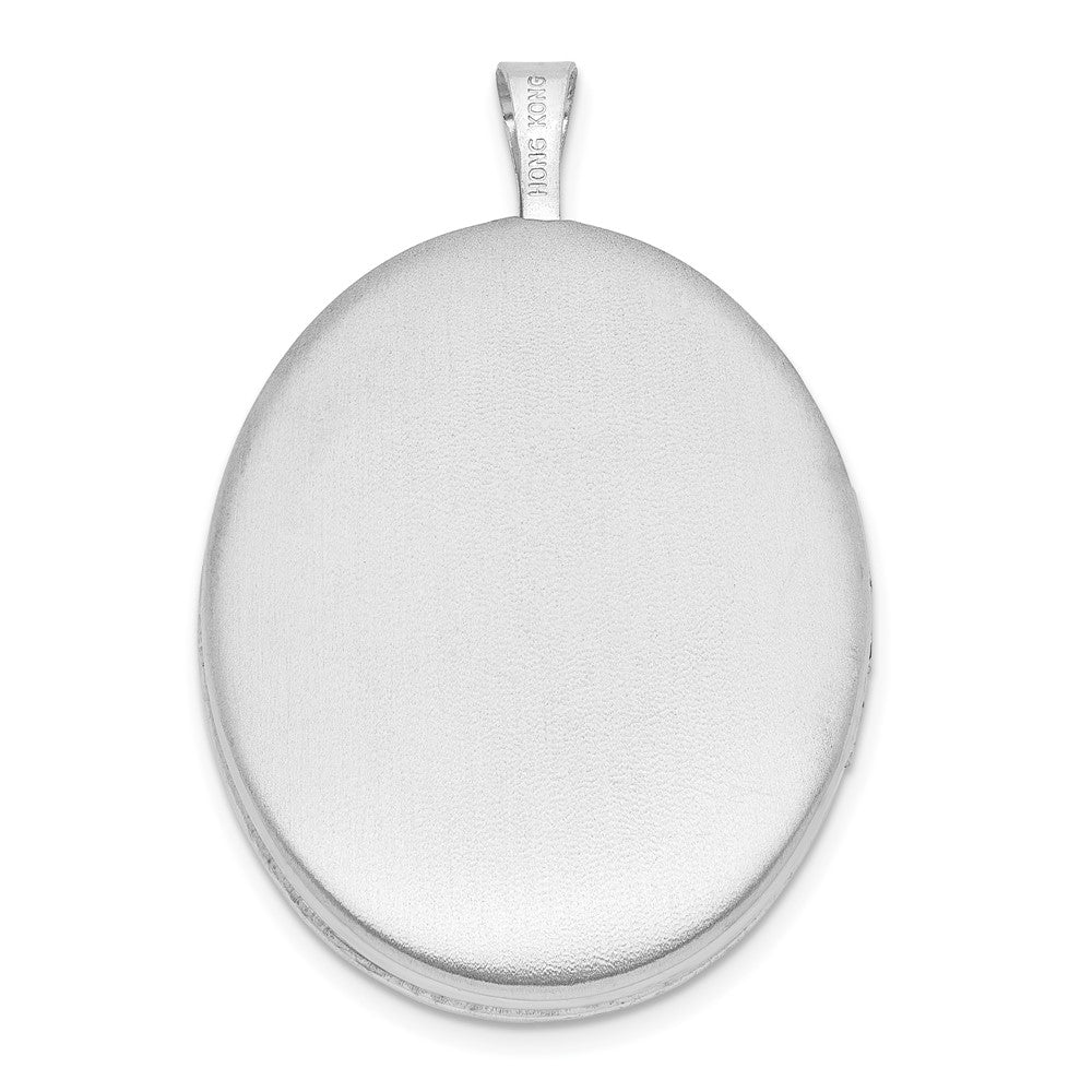 Sterling Silver Rhodium-Plated Cross 26mm Oval Locket