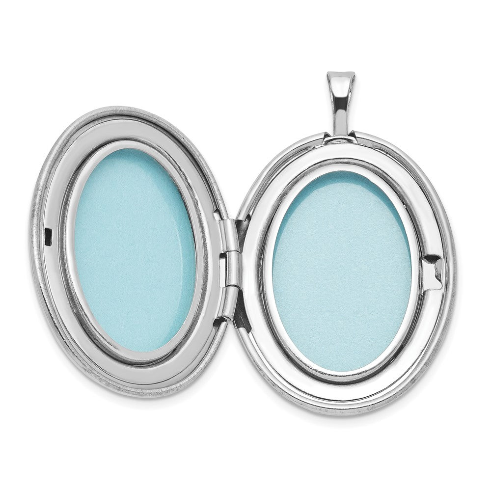 Sterling Silver Rhodium-Plated Cross 26mm Oval Locket