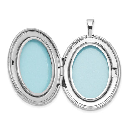 Sterling Silver Rhodium-Plated Cross 26mm Oval Locket