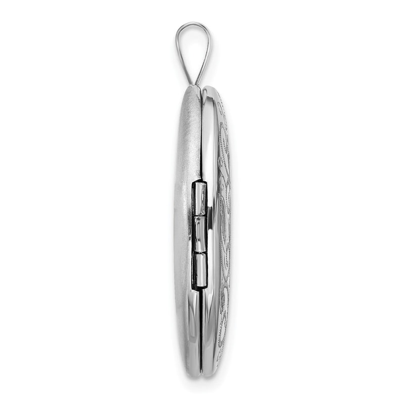 Sterling Silver Rhodium-Plated Polished Filigree 26mm Oval Locket