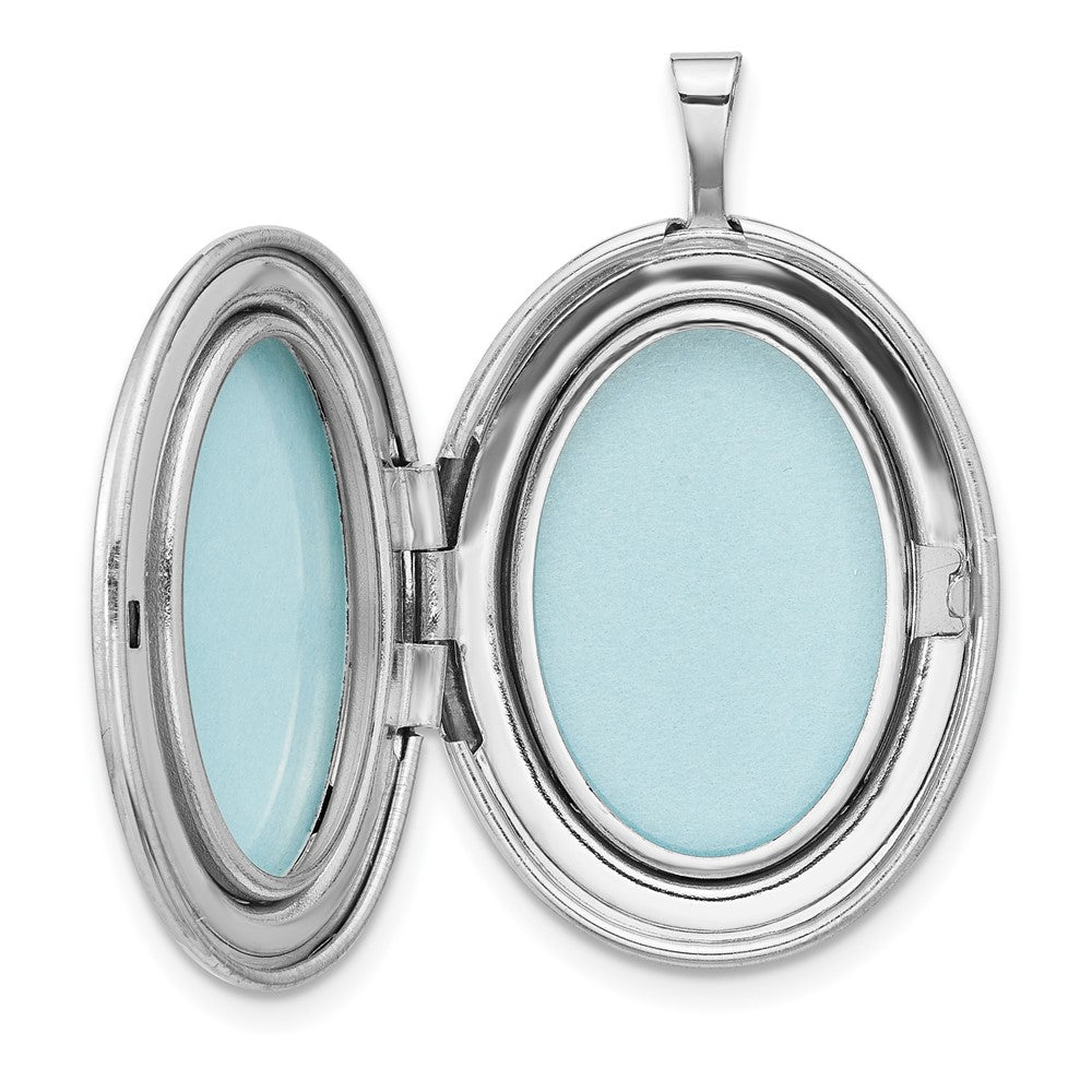 Sterling Silver Rhodium-Plated Polished Filigree 26mm Oval Locket