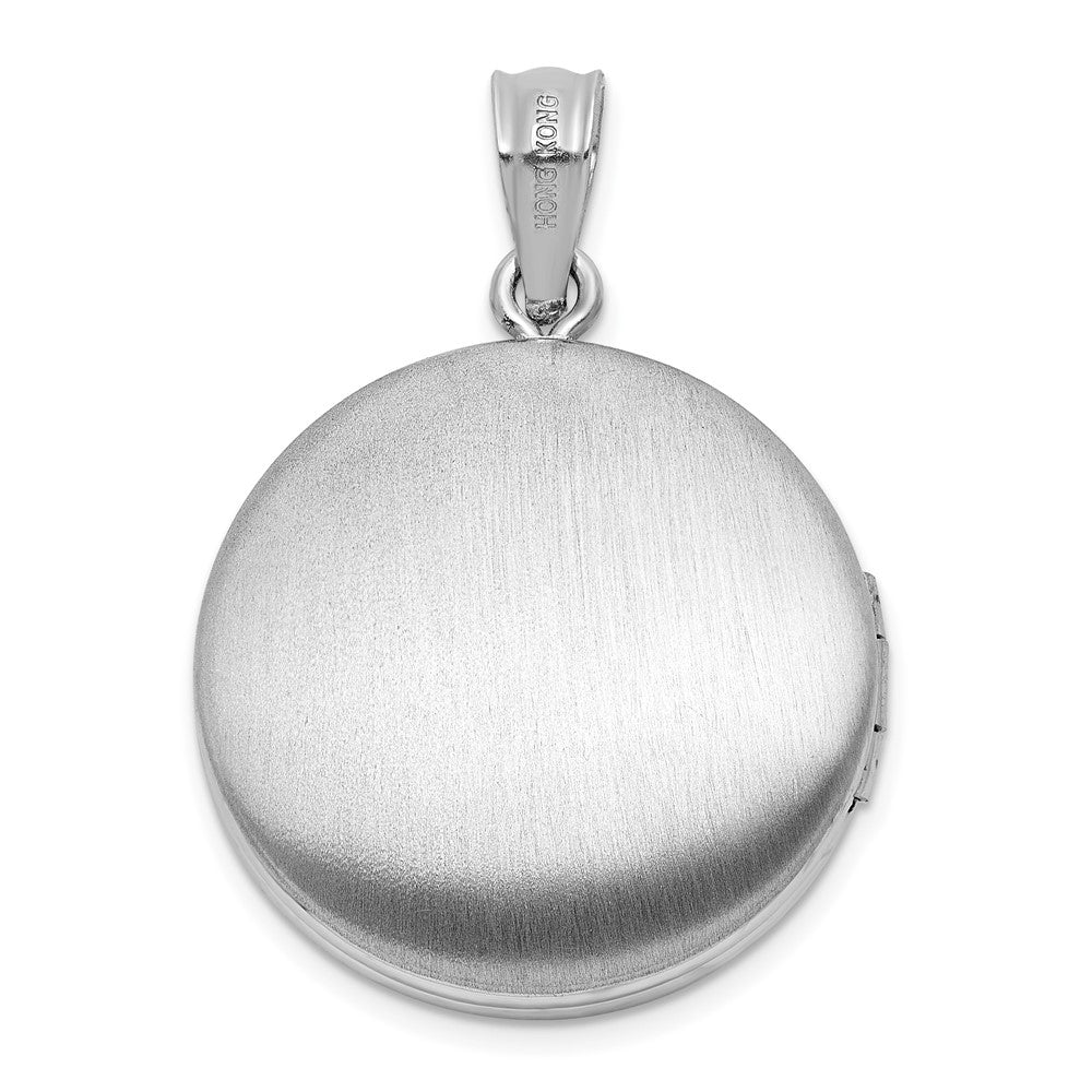 Sterling Silver Rhodium Plated Diamond 20mm Mom Moon/stars Round Locket