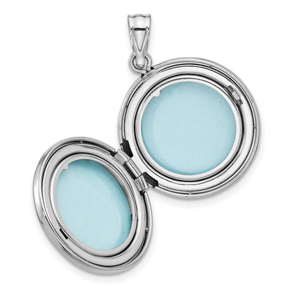 Sterling Silver Rhodium Plated Diamond 20mm Mom Moon/stars Round Locket