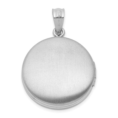 Sterling Silver Rhodium-Plated 20mm Floral Filigree Round Locket