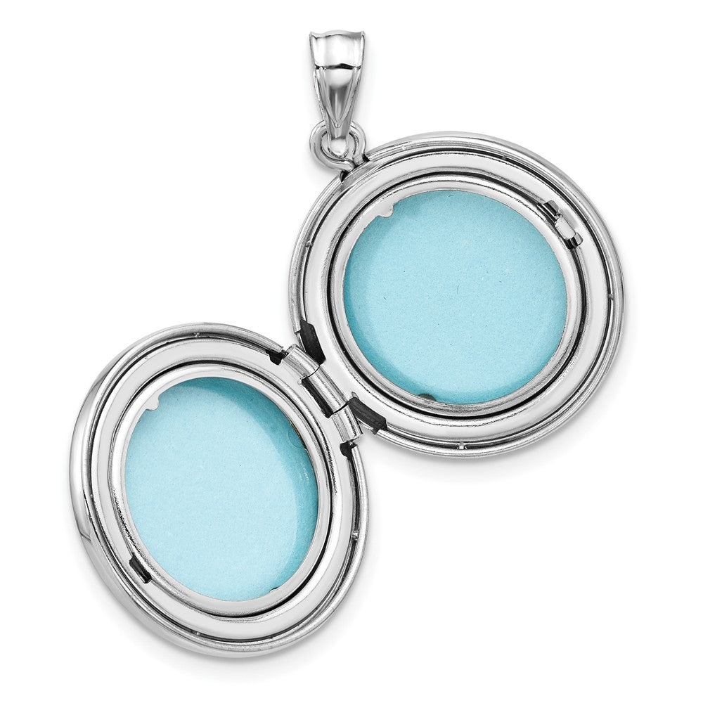 Sterling Silver Rhodium-Plated 20mm Floral Filigree Round Locket