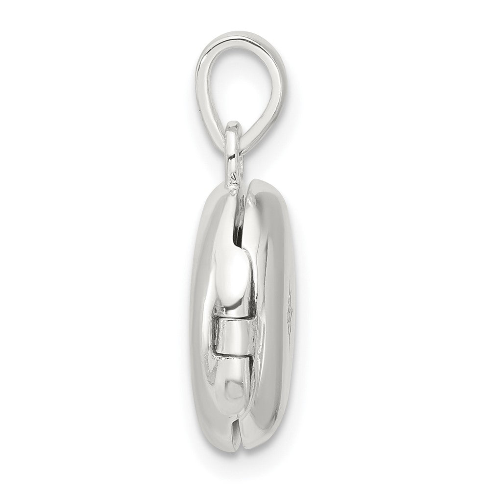 Sterling Silver E-Coated CZ 14mm Round Locket