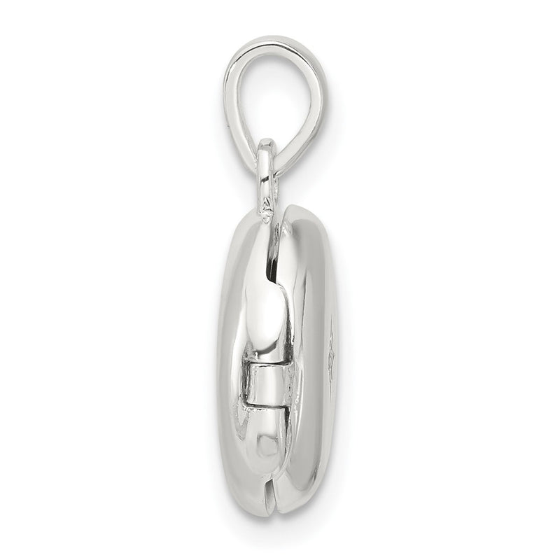 Sterling Silver E-Coated CZ 14mm Round Locket