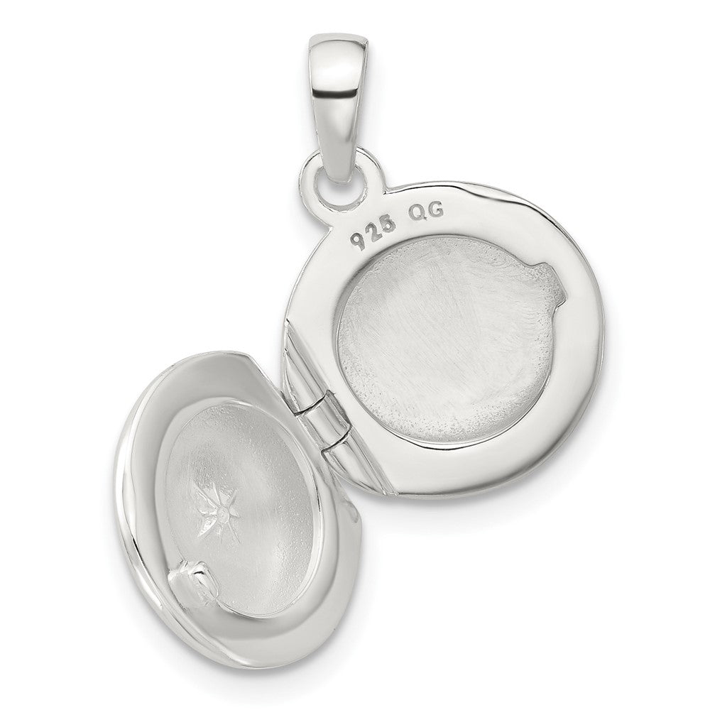 Sterling Silver E-Coated CZ 14mm Round Locket