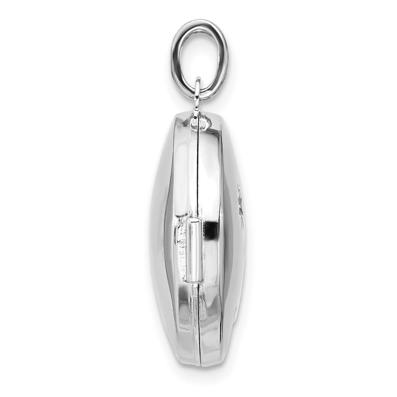 Sterling Silver Rhodium-Plated 20mm Diamond Moon/star Round Locket