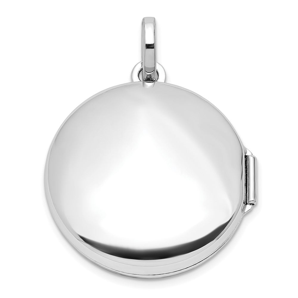 Sterling Silver Rhodium-Plated 20mm Diamond Moon/star Round Locket