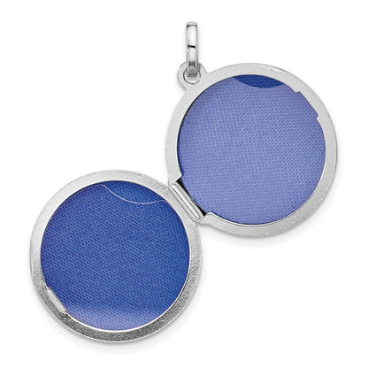 Sterling Silver Rhodium-Plated 20mm Diamond Moon/star Round Locket