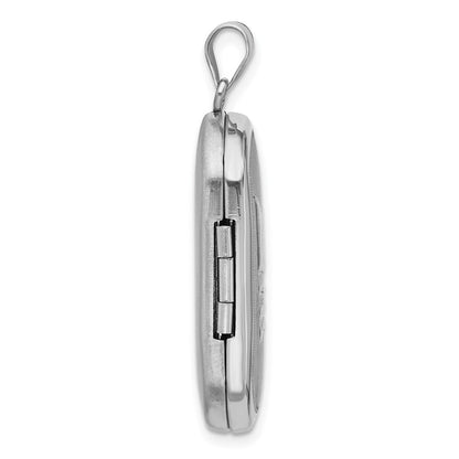 Sterling Silver Rhodium Plated Satin/polished Epoxy Flag 30x19mm Locket